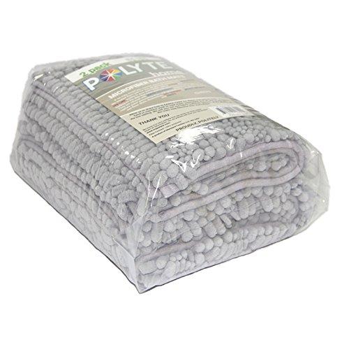 Polyte Premium Microfiber Shaggy Chenille Bath Mat, 20 x 32 in / 17 x 24 in, Set of 2 (Gray)