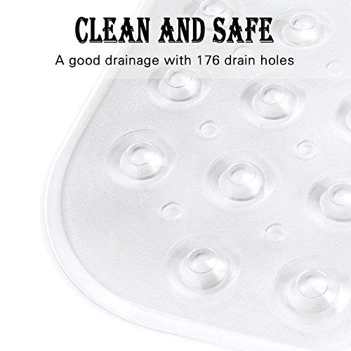 YINENN Bath Tub Shower Mat 40x16 Inch Non-Slip and Latex Free,Bathtub Mat with Suction Cups,Machine Washable Eco-Friendly Bath Mat (Clear)