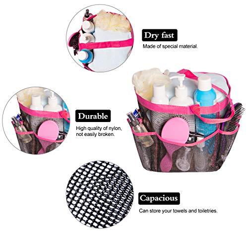 Attmu Mesh Shower Caddy, Quick Dry Shower Tote Bag Oxford Hanging Toiletry and Bath Organizer for Shampoo, Conditioner, Soap and Other Bathroom Accessories, Black, A-Black