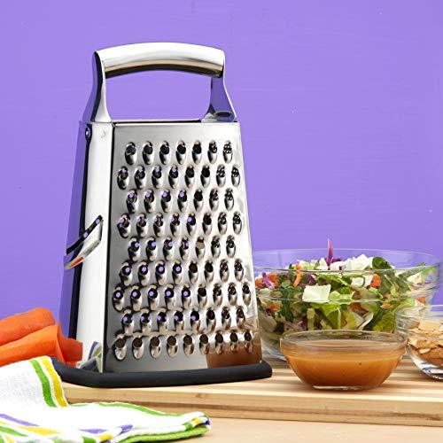 Spring Chef Box Grater, 4-Sided Stainless Steel Large 10-inch Grater for Parmesan Cheese, Ginger, Vegetables