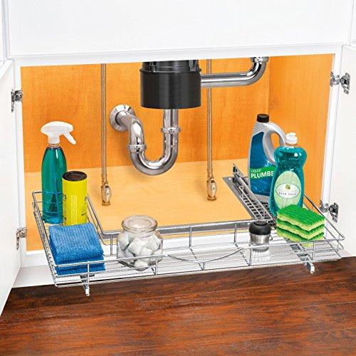 Lynk Professional Sink Cabinet Organizer with Pull Out Two Tier Sliding Shelf, 11.5w x 18d x 14h -Inch, Chrome