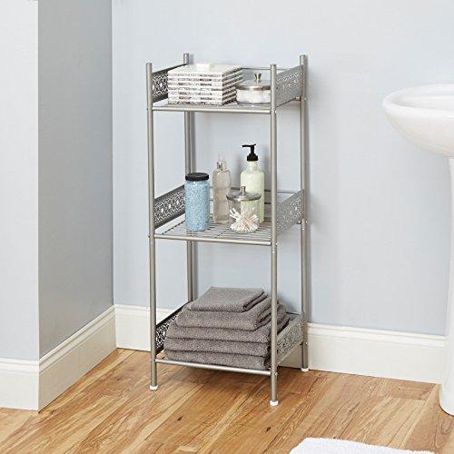 Silverwood Filigree Bathroom Collection Floor Shelf, 36" H, White