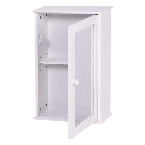 USA_BEST_SELLER Bathroom Wall Cabinet with Single Mirror Door Wall Mount Bathroom Storage Organizer