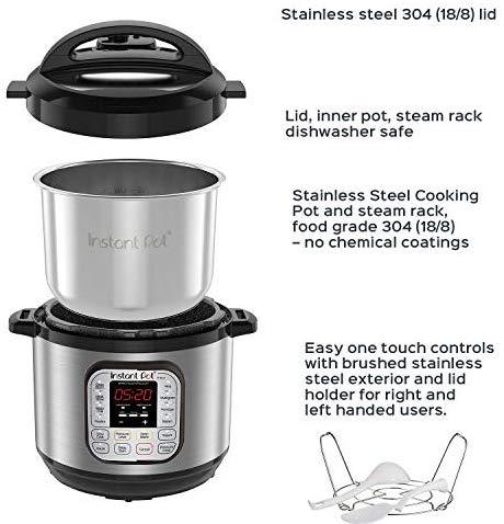 Instant Pot DUO60 6 Qt 7-in-1 Multi-Use Programmable Pressure Cooker, Slow Cooker, Rice Cooker, Steamer, Sauté, Yogurt Maker and Warmer