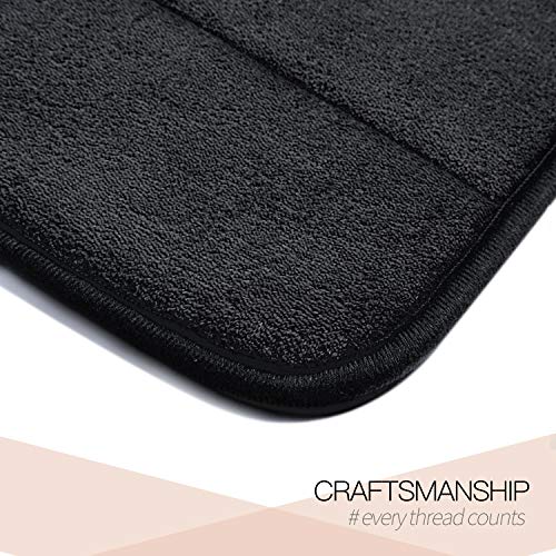 BETUS Luxury Memory Foam Bath Mat - Water Absorbent, Super Cozy and Non-Slip Backing - Luxurious Velvet Comfort Bathroom Rug - 17"x24" (Black)