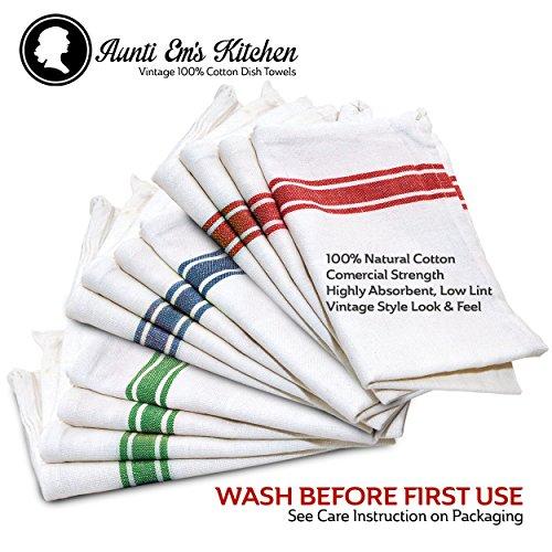 KITCHEN DISH TOWELS WITH VINTAGE DESIGN FOR KITCHEN DECOR SUPER ABSORBENT 100% NATURAL COTTON KITCHEN TOWELS (SIZE: 25.5 X 15.5 INCHES) 13 PACK