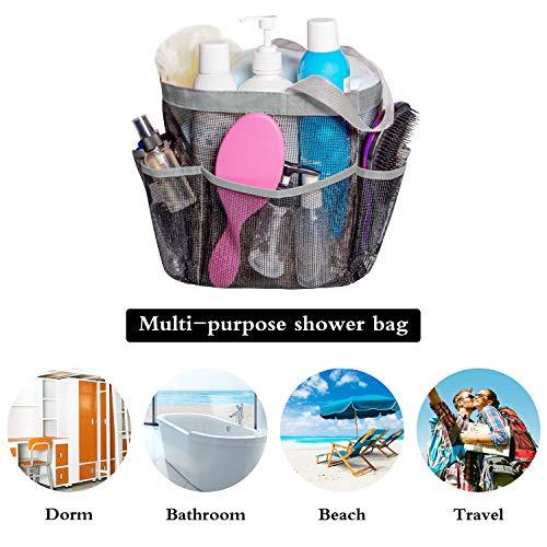 Attmu Mesh Shower Caddy, Quick Dry Shower Tote Bag Oxford Hanging Toiletry and Bath Organizer for Shampoo, Conditioner, Soap and Other Bathroom Accessories, Black, A-Black