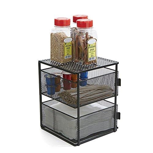 Mind Reader 2 Tier Metal Mesh Storage Baskets Organizer, Home, Office, Kitchen, Bathroom, Silver