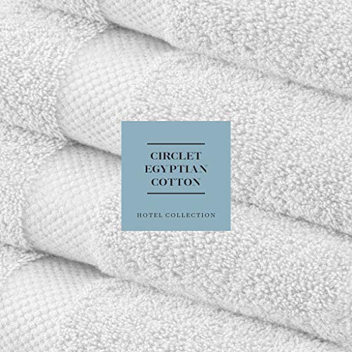 WhiteClassic Luxury Washcloths for Bathroom-Hotel-Spa-Kitchen - Circlet Egyptian Cotton - Highly Absorbent Hotel Quality Face Towels - Bulk Set of 12 - White