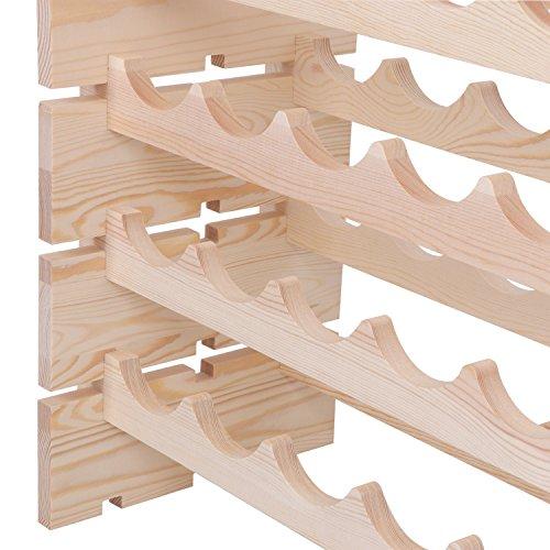 Smartxchoices 96 Bottle Stackable Modular Wine Rack Wooden Wine Storage Rack Free Standing Wine Holder Display Shelves, Wobble-Free, Solid Wood, (8 Row, 96 Bottle Capacity) (96 Bottle)