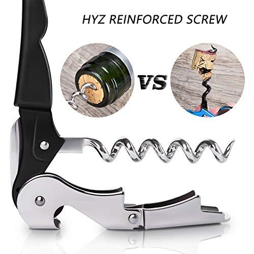 HYZ Twichan 3 Pack Waiter Corkscrew Upgraded Heavy Duty Wine Opener Set with Foil Cutter and Bottle Opener Wine Key for Restaurant Waiters, Sommelier, Bartenders and Wine Enthusiast Black