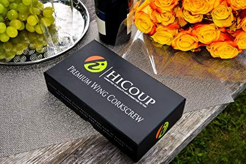 Wing Corkscrew Wine Opener by HiCoup - All-in-one Wine Corkscrew and Bottle Opener With Bonus Wine Stopper in a Deluxe Presentation Box