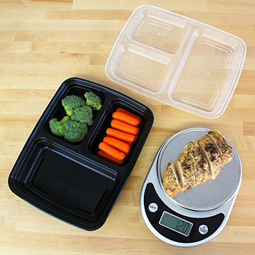 Freshware Meal Prep Containers [15 Pack] 3 Compartment with Lids, Food Containers, Lunch Box | BPA Free | Stackable | Bento Box, Microwave/Dishwasher/Freezer Safe, Portion Control, 21 day fix (32 oz)