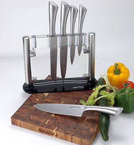 Premium Class Stainless Steel Kitchen 6 Piece Knives Set (5 Knives plus an Acrylic Stand) - by Utopia Kitchen