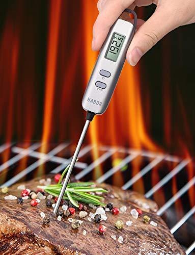 Habor 022 Meat Thermometer, FDA Approval 4.7 Inches Long Probe Thermometer Digital Cooking Thermometer with Instant Read Sensor for Kitchen BBQ Grill Smoker Meat Oil Milk Yogurt Temperature
