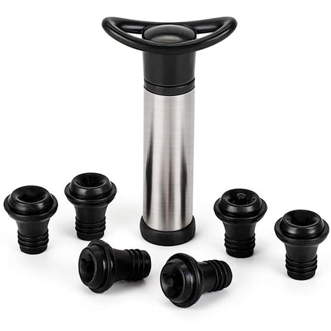 Wine Vacuum, Wine Stoppers Vacuum Pump Portable Wine Preserver with 6 Rubber Vacuum Stoppers – Wine Saver Keeps Wine Fresh and Tasty by NEWXLT (Black)