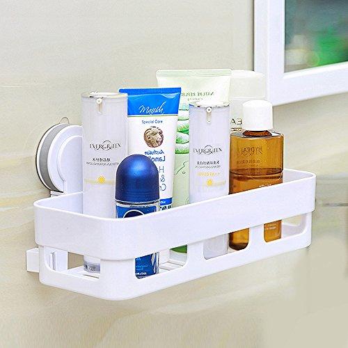 Gricol Bathroom Shower Shelf Shower Caddy Plastic Suction Cup No Damage Wall Mount