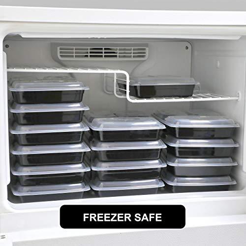 Freshware Meal Prep Containers [15 Pack] 3 Compartment with Lids, Food Containers, Lunch Box | BPA Free | Stackable | Bento Box, Microwave/Dishwasher/Freezer Safe, Portion Control, 21 day fix (32 oz)