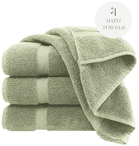 Luxury White Bath Towels Large - Circlet Egyptian Cotton | Highly Absorbent Hotel spa Collection Bathroom Towel | 27x54 Inch | Set of 4