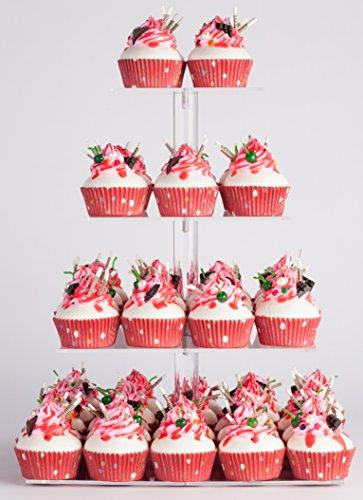 YestBuy 4 Tier Maypole Square Wedding Party Tree Tower Acrylic Cupcake Display Stand (15.1 Inches)