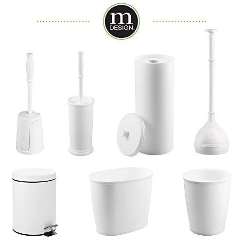 mDesign Compact Freestanding Plastic Toilet Bowl Brush and Holder for Bathroom Storage and Organization - Space Saving, Sturdy, Deep Cleaning, Covered Brush - Bronze