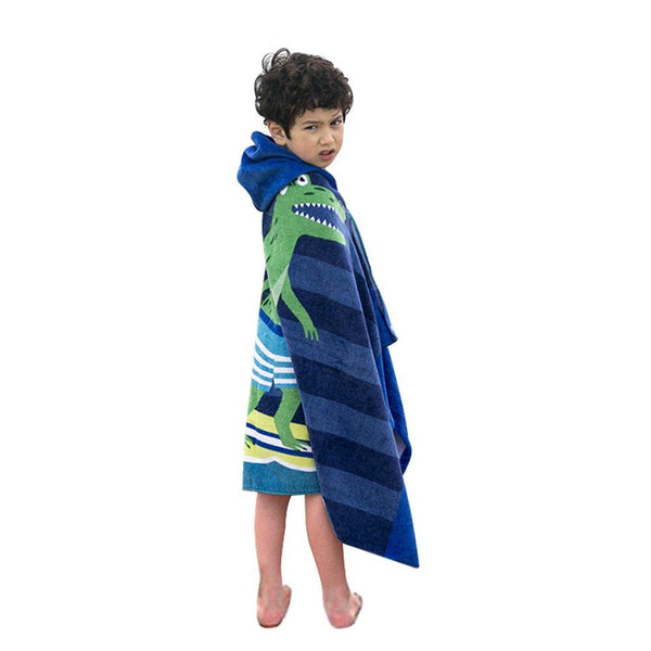 Bavilk Kids Children Hooded Poncho Dinosaur Swim Beach Bath Towel for Girls / Boys