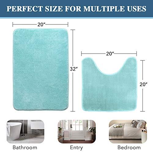 H.VERSAILTEX 2 Pack Non Slip Memory Foam Bathroom Rugs Non Slip Bath Mats Super Absorbent Extra Cozy, Foot Massage Flannel Bathroom Rugs/Carpets Machine-Washable and Fast Dry (Gray, Each 17" x 24")