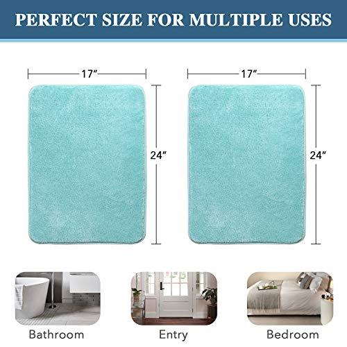 H.VERSAILTEX 2 Pack Non Slip Memory Foam Bathroom Rugs Non Slip Bath Mats Super Absorbent Extra Cozy, Foot Massage Flannel Bathroom Rugs/Carpets Machine-Washable and Fast Dry (Gray, Each 17" x 24")