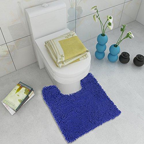 ITSOFT Non-Slip Shaggy Chenille Toilet Contour Bathroom Rug with Water Absorbent, Machine Washable, 21 x 24 Inch U-Shaped Charcoalgray