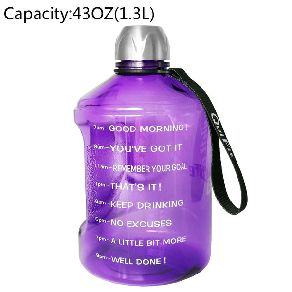 BuildLife 1 Gallon Water Bottle Motivational Fitness Workout with Time Marker |Drink More Water Daily | Clear BPA-Free | Large 128 Ounce/73OZ/43OZ of Water