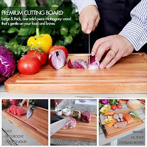 Medium-Large Single Piece Mahogany Wood Cutting Board 15.7 x 11 x 1.1