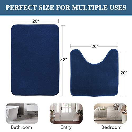 H.VERSAILTEX 2 Pack Non Slip Memory Foam Bathroom Rugs Non Slip Bath Mats Super Absorbent Extra Cozy, Foot Massage Flannel Bathroom Rugs/Carpets Machine-Washable and Fast Dry (Gray, Each 17" x 24")