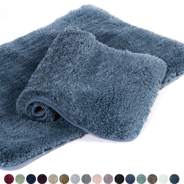 Walensee Bathroom Rug Non Slip Bath Mat for Bathroom (16 x 24) Water Absorbent Soft Microfiber Shaggy Bathroom Mat Machine Washable Bath Rug for Bathroom Thick Plush Rugs for Shower (Gray)