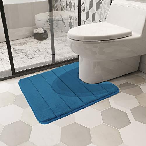 Yimobra Memory Foam Toilet Bath Mat U-Shaped Maximum Absorbent,Soft,Comfortable,Non-Slip,Thick,Machine Wash and Easier to Dry for Bathroom Commode Contour Rug,24" X 20" Grey