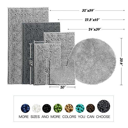 MAYSHINE Bath mat Runners for Bathroom Rugs(47X27.5inch) Long Floor mats Extra Soft Absorbent Thickening Shaggy Microfiber Machine-Washable Perfect for Doormats Tub Shower-Dark Gray