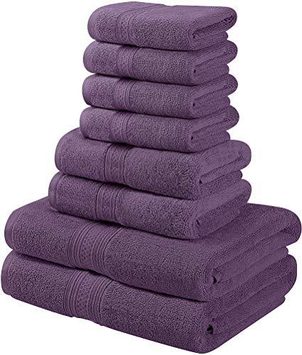 Utopia Towels 8 Piece Towel Set, 700 GSM, 2 Bath Towels, 2 Hand Towels and 4 Washcloths, Dark Grey