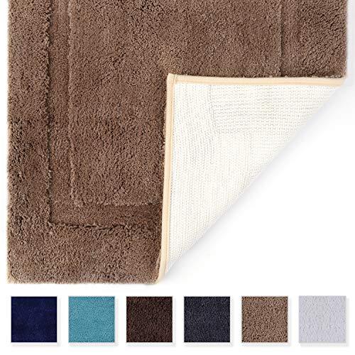 TOMORO Non-Slip Bathroom Rug Super Absorbent Bath Mat Extra Soft Microfibers Anti-Skid TPR Bottom (17.5 x 27 inch, White)