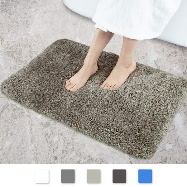 Walensee Bathroom Rug Non Slip Bath Mat for Bathroom (16 x 24) Water Absorbent Soft Microfiber Shaggy Bathroom Mat Machine Washable Bath Rug for Bathroom Thick Plush Rugs for Shower (Gray)