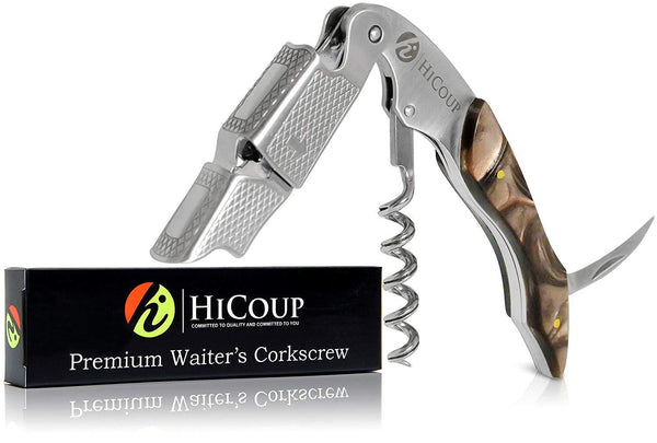 Professional Waiter’s Corkscrew by HiCoup - Rosewood Handle All-in-one Corkscrew, Bottle Opener and Foil Cutter, Used By Sommeliers, Waiters and Bartenders Around The World