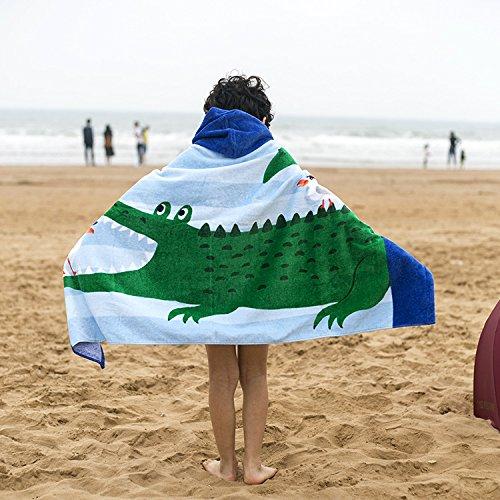 Bavilk Kids Children Hooded Poncho Dinosaur Swim Beach Bath Towel for Girls / Boys