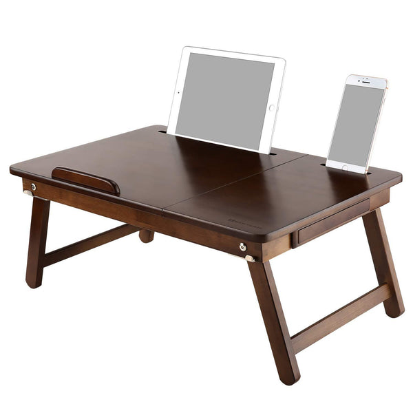 Laptop Lap Desk NNEWVANTE Bed Tray Table Adjustable 100% Bamboo Foldable Laptop Table