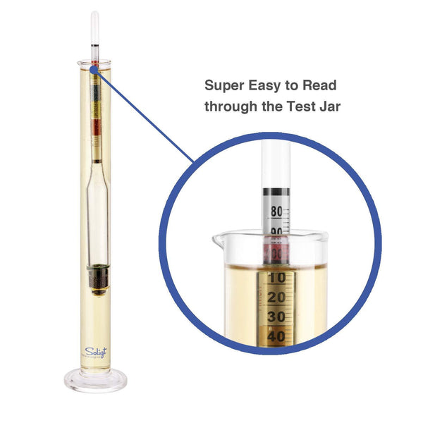 SOLIGT Triple Scale Hydrometer and Glass Jar for Wine, Beer, Mead, Cider & Kombucha-ABV, Brix and Gravity Test Kit