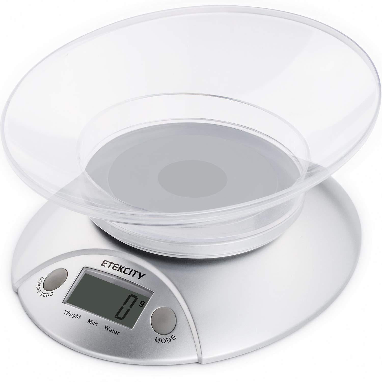 Etekcity Digital Kitchen Food Scale and Multifunction Weight Scale with Removable Bowl, 11 lb 5kg