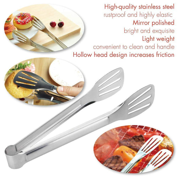 Tonmidej 4Pcs 9-Inch Cooking Tongs, Stainless Steel Serving Tongs for Barbecue, Cooking, Salad, Grilling, Serving and Frying