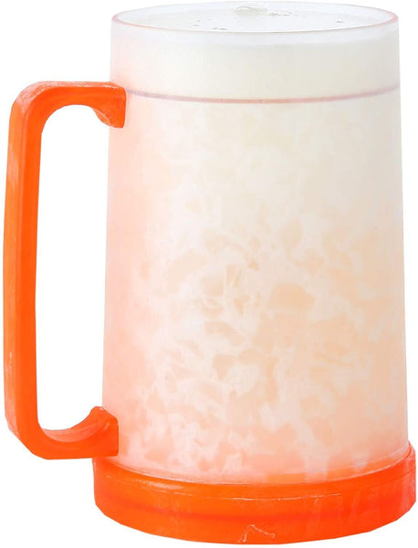 Lily's Home Double Wall Gel-Filled Acrylic Freezer Stein Mugs, Great as Old Fashion Drinking Glasses at BBQs and Parties, Clear with Assorted Color Accents (16 oz. Each, Set of 4)