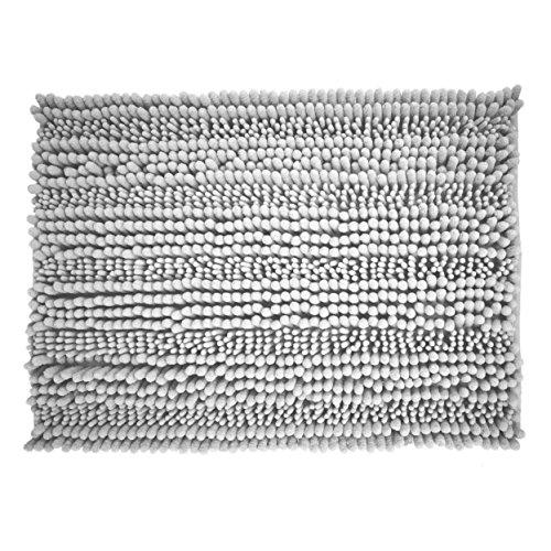 Polyte Premium Microfiber Shaggy Chenille Bath Mat, 20 x 32 in / 17 x 24 in, Set of 2 (Gray)