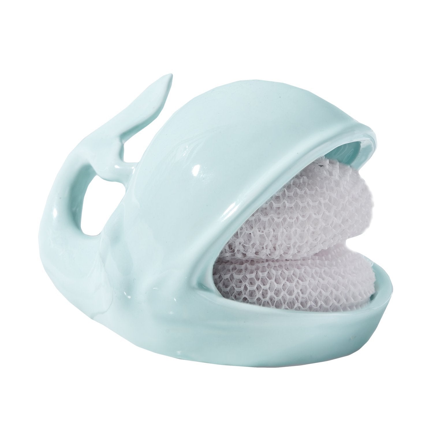 Two's Company 51216 Willy the Whale Sponge Holder Set Includes Two Scrubbies, Aqua