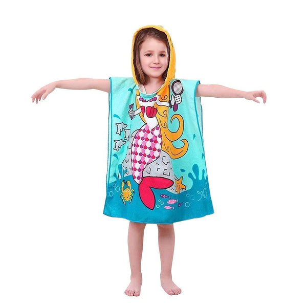 AYUQI Kids Poncho Towel for Bath Beach Swimming Hooded Towel, Kids Soft Cartoon Bathrobe Fast Drying Towel for Girls