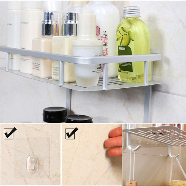 Hawsam No Drilling Bathroom Shelves, Aluminum 2 Tier Shower Shelf Caddy Adhesive Storage Basket for Shampoo