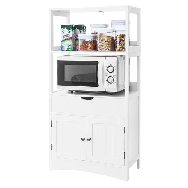 VASAGLE Bathroom Storage Cabinet with Drawer, 2 Open Shelves and Door Cupboard, Large Floor Cabinet in The Entryway Kitchen, White UBBC64WT